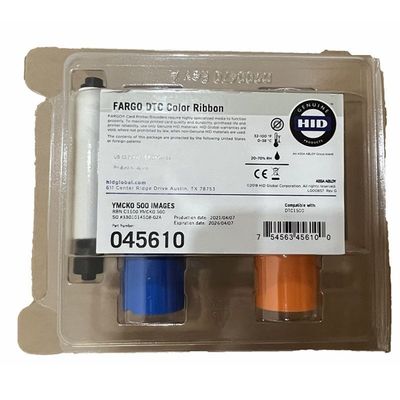 幅9mm オリジナルのHID Fargo 45610 YMCKO DTC1500 500プリントのためのフルカラーリボン